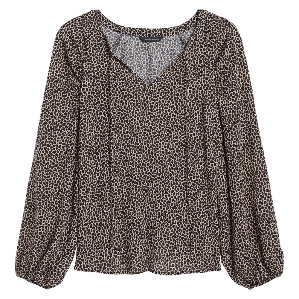 NWOT Banana Republic Cheetah Split Neck Tie Top Blouse